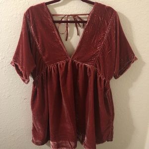 free people velvet dusty rose mini dress